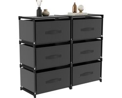 Arvioo - Opbergkast - 6 lades - Zwart - 80x26x67cm - Eenvoudige montage