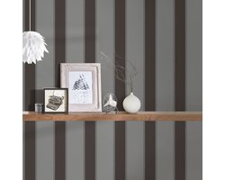 AS Creation - Vliesbehang - Alpha collectie - Grijs Zwart Antraciet - Streep behang