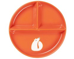 Asa Buddies bord D18cm met drie vakken vos oranje