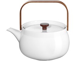 ASA Selection Japandi theepot met houten handvat, theepot, porselein, wit, 1,5 l, 23370017