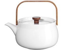 ASA Selection Japandi theepot met houten handvat, theepot, porselein, wit, 600 ml, 23371017