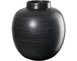 ASA Selection Japandi vaas, tafelvaas, decoratieve vaas, bloemenvaas, aardewerk, zwart, H 22 cm, 73003174
