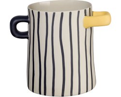 ASA Selection Rayu vaas, tafelvaas, decoratieve vaas, bloemenvaas, steengoed, verticaal gestreept, H 15,5 cm, 84811130