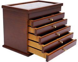 Asaam 6 Laden Sieraden Hout Ketting Ringen Opbergdoos-Elegante Opslag- Unieke Organizer Thuisgebruik