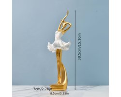 Asaam Europese Hars Sculptuur-Gouden Balletdansersbeeldje - Een Elegant Woonkamerdecor-Ideaal Cadeau- Dansliefhebbers