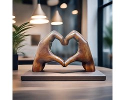 Asaam Handgebaar -Liefdesbord -Moderne Kunst Sculptuur-Hars Houtnerfafwerking- Gepersonaliseerd Deco- Huwelijksgeschenk-Tafeldecoratie-Perf-Valentine Gift etc. 11x18.5x7cm