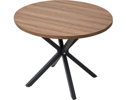 Asaam- Nordic Ronde Tafel- Massief Houten Tafel - Stalen Frame -Koffietafels -Woonkamer- Kantoormeubilair 100cm-