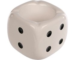 Asbak dobbelsteen - buiten/binnen - wit - 8 x 8 x 8 cm - keramiek