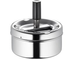 Asbak - draaiasbak - drukasbak - terrasasbak - chroom - metaal - D9 x H9 cm