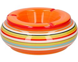 Asbak - gekleurd - rond - 19 cm - keramiek - buiten - terras asbakken - stormasbak