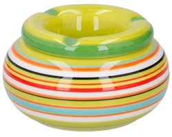 Asbak - keramiek - gekleurd met groen - stormasbak - D11 cm