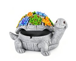 Asbak met Deksel Schildpad - Winddichte Tafelasbak van Resin - Decoratieve Asbak voor Binnen en Buiten - Asbak met Deksel tegen Geur en As - Handbeschilderd Design