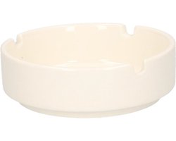 Asbak porselein 10 cm diameter wit - geschikt binnen en buiten - met sigaretteninkepingen