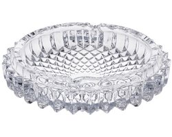 Asbak - rond - gedecoreerd glas - 16 x 4 cm - binnen/buiten - asbakken