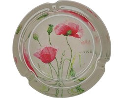 Asbak Rond Glas | Doorsnee 10cm | Glazen Asbak | Botanical Flowers Serie | Klaproos
