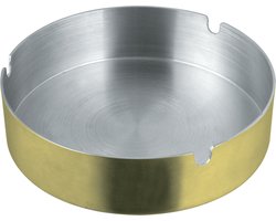 Asbak rond - RVS metaal - goud metallic - 9 x 3 cm - buiten/binnen