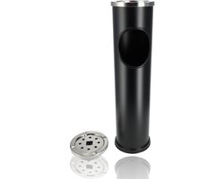 Asbak RVS - Staande asbak antraciet - RVS vloerasbak 56x14.6 cm - 8 Liter asbakken voor buiten en binnen - Zwart