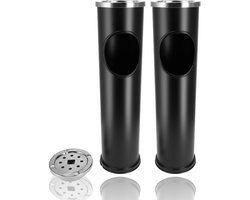 Asbak RVS - Staande asbak RVS - Set van 2 vloerasbakken antraciet 56x14.6 cm - Prullenbak met asbak - Peukenzuil 8 Liter per Stuk - Voor Binnen en Buiten - Makkelijk Schoonmaken