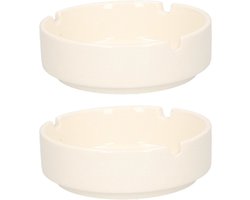 Asbak - Set van 2x stuks - wit - porselein - 10 cm
