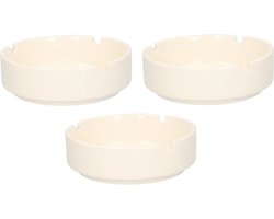 Asbak - Set van 3x stuks - wit - porselein - 10 cm