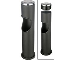 Asbak - staand - met uitneembare prullenbak - Zwart - H46,5 x B6.5 cm - Buiten asbakken