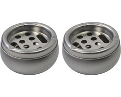 Asbak / terras asbak - 2x - van tin metaal - mat zilver - Dia 10 x H5 cm - asbakken