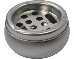 Asbak / terras asbak - van tin metaal - mat zilver - Dia 10 x H5 cm - asbakken