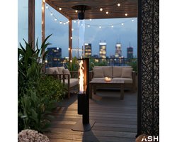 ASH Pelletkachel Flores – Premium Terrasverwarmer & Grote Heater – 183 cm – Terrashaard – Zwart