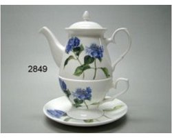 Ashdene Tea for One Hortensia – Theepot met kop en schotel – 330 ml – Porselein