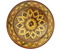 Asilah Marokkaanse Schaal - Serveerschaal - Ø35 cm - Handgemaakte Aardewerken Fruitschaal - Traditioneel Handbeschilderd Bord