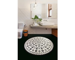Asir Badmat 100% FLUWELEN STOF Poolhoogte: 10 mm Antibacterieel Antislip Onderzijde Machinewasbaar op 30 C Diameter: 140 cm 700 gr/m