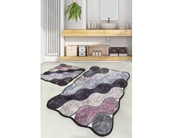 Asir - Badmattenset (2 stuks) - Paars - 60 x 100 cm