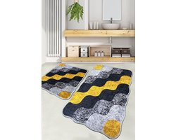 Asir - Badmattenset - Geel - 60 x 100 cm - 2 Stuks