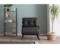 Asir - Bankbed/Slaapbank – 1-zits – Donkergrijs - 60 x 50 x 85 cm