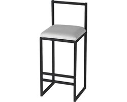 Asir Barkruk Crème met rug van 19 cm - 35x35x84 cm BxDxH
