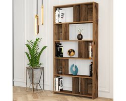 Asir - Boekenplank - Okkernoot - 100% met melamine gecoat spaanplaat - 187 x 27,5 x 14,5 cm