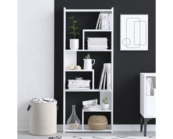 Asir - Boekenplank - Wit - 100% met melamine gecoat spaanplaat - 154 x 34 x 8 cm