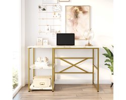Asir Bureau – wit marmer, goud – 120 x 75 x 60 cm