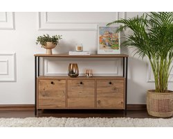 Asir - Dressoir - Atlantische den, zwart - 100% met melamine gecoat spaanplaat - 120 x 77 x 30 cm