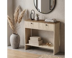 Asir - Dressoir - Travertijn en Venetiaanse noten - 90 x 29,6 x 81,8 cm