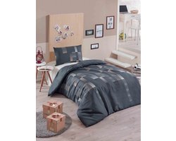 Asir - Eenpersoons dekbedovertrekset (DE) - Antraciet, Goud, Wit - 65% katoen / 35% polyester - 30 x 30 x 5 cm