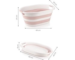 Asir Inklapbare Wasmand - 63x45x27 cm (LxBxH) - Wit-Roze - 50 liter - 100% kunststof