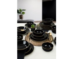 Asir Keramische diner set (24 stuks) - Zwart Goud
