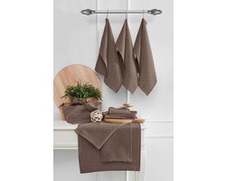 Asir - Keukendoekenset (10 stuks) - Bruin - 80% katoen / 20% polyester - 40 x 60 cm