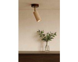 Asir - Kroonluchter - Beige en Walnoot - 13 x 27,5 x 13,5 cm