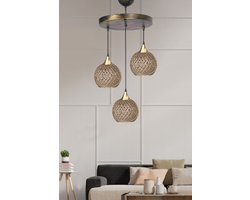Asir - Kroonluchter - Beige - METALEN BEHUIZING - 32 x 32 x 22 cm