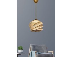 Asir - Kroonluchter - Goud, beige - HOUTEN BEHUIZING - 25 x 25 x 25 cm