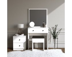 Asir - Make-uptafel - Wit - 100% met melamine gecoat spaanplaat - 65 x 139 x 35 cm