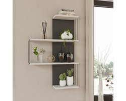 Asir Muurplank - Wit-Antraciet - 64 x 96 x 19 cm