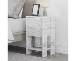 Asir - Nachtkastje - Carrara Marmer - 30 x 30 x 55 cm